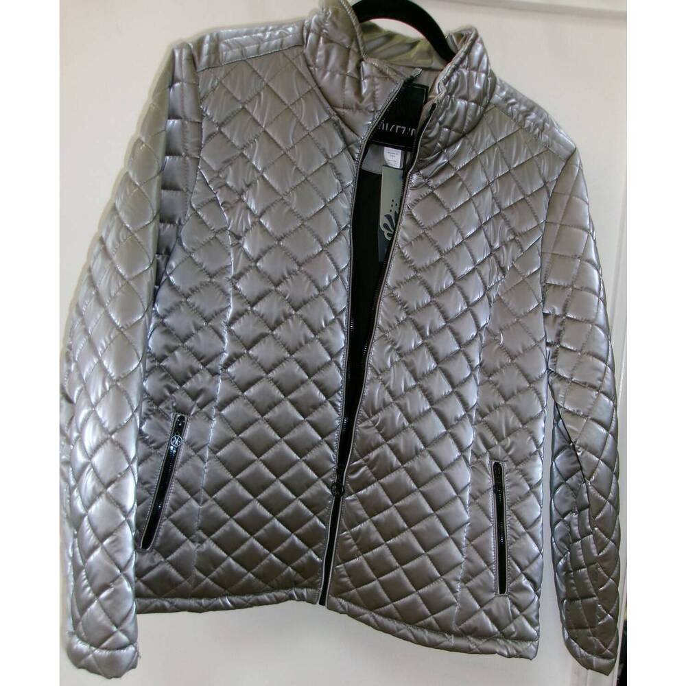 NEW DOLCEZZA women's puffer jacket with zippered side pockets in taupe